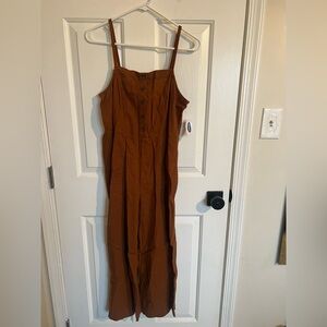 Elegant Brown Button-Down one piece pant jumpsuit NWT